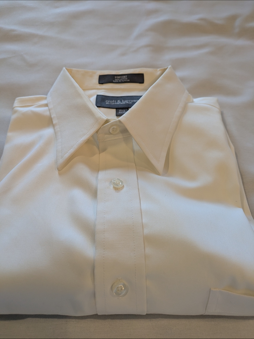 Croft & Barrow Men's White Long-Sleeve Dress Shirt Size 17-1/2